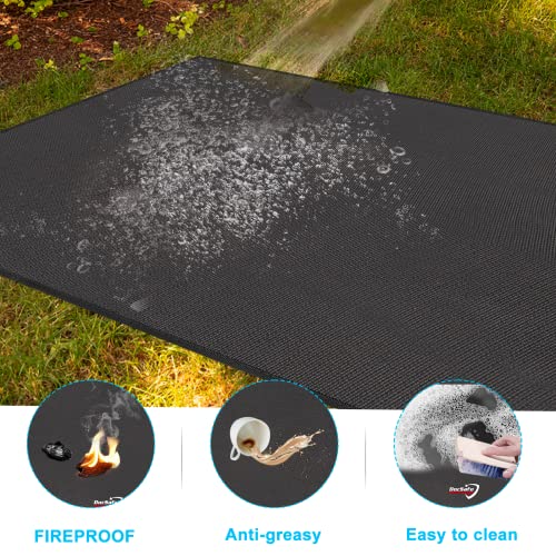 65X42 Inches Under Grill Mat,Docsafe 4 Layers Fire Pit Mat Fireproof Mat Fire Pit Pad Protect For Deck Patio Grass Outdoor Wood Burning Fire Pit And Bbq Smoker,Portable Reusable And Waterproof,Black #TOP2