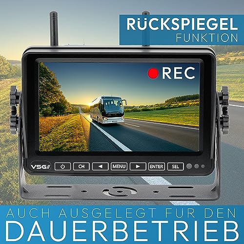 VSG24 7“ Element HD Funk Rückfahrsystem Akku Magnet für Wohnmobil & LKW, KFZ Set Rückfahrkamera...