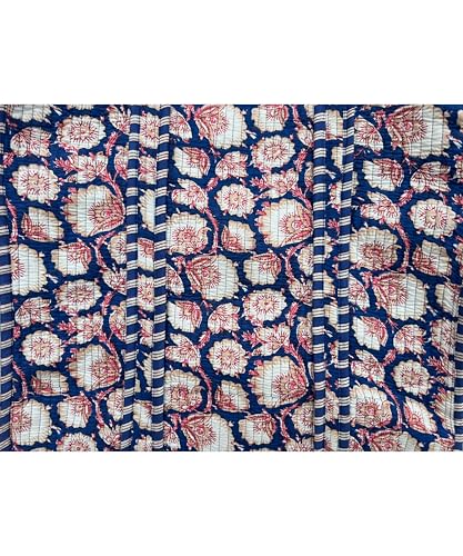Image of Quilted Cotton Handprinted Reversible Large multicolor Floral Tote Bag,Hand Block Print Shopping Shoulder Carry Bag
