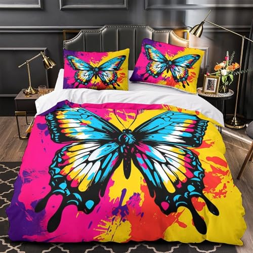 Housse de couette papillon 3D légère et lavable pour lit simple - 4