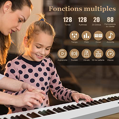 GOPLUS Piano Numérique 88 Touches Lumineuses avec Pédale de Sustain, Pupitre de Partition, Clavier de Piano Électronique… - Les Beatles, Paul McCartney, John Lennon, RIngo Starr, George Harrison GOPLUS Piano Numérique 88 Touches Lumineuses avec Pédale de Sustain, Pupitre de Partition, Clavier de Piano Électronique… – Image 4