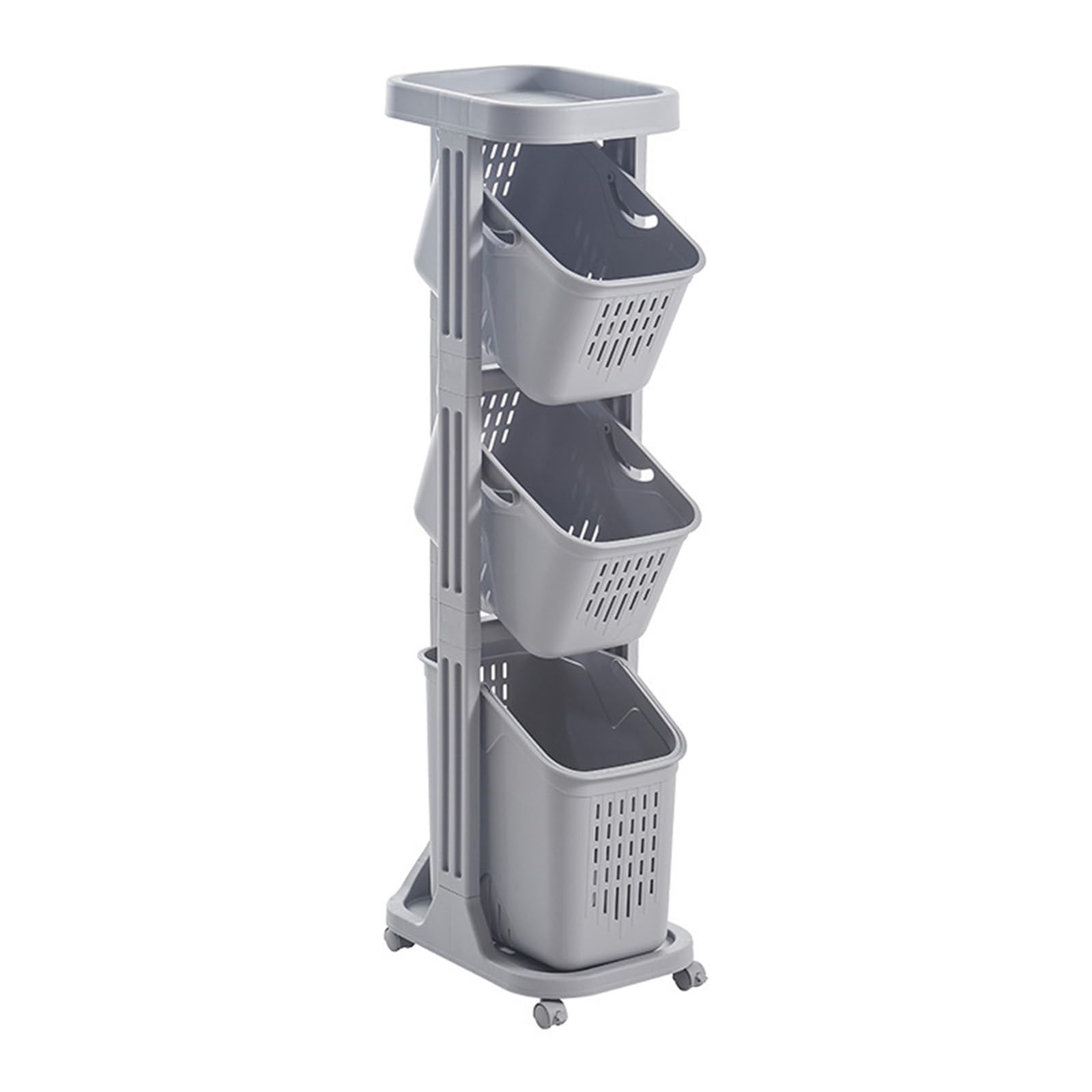 SFSLBFB Rolling Laundry Cart with Lockable Wheels for Bathroom, Kitchen & Office - Dirty Laundry Basket Trolley with Tiered Storage, 360° Rolling Storage Basket Cart