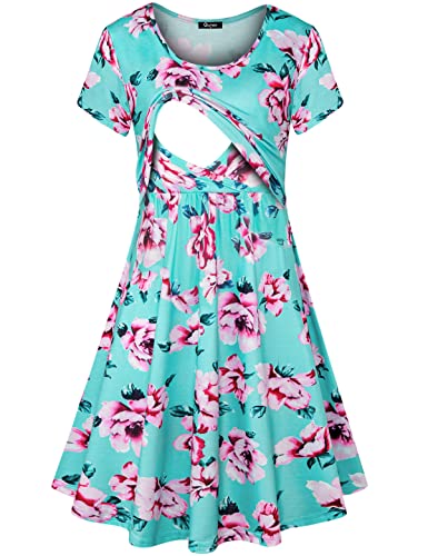 Image of Quinee Women's Floral Short Sleeve Summer Maternity Nursing Breastfeeding Dress