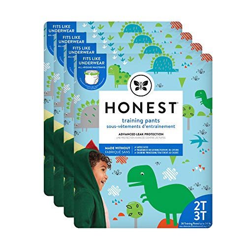 The Honest Company Toddler Training Pants, Dinosaurs, 2T/3T, 104 Count, Packaging May Vary