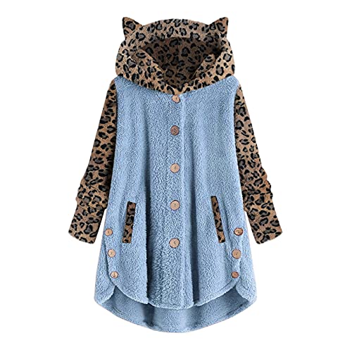 Sanfashion - Sudadera de franela cálida, para mujer, abrigo polar de cuello alto, sudadera con sombrero de moda, talla grande invierno (M, marino cálido), Marina caliente, M