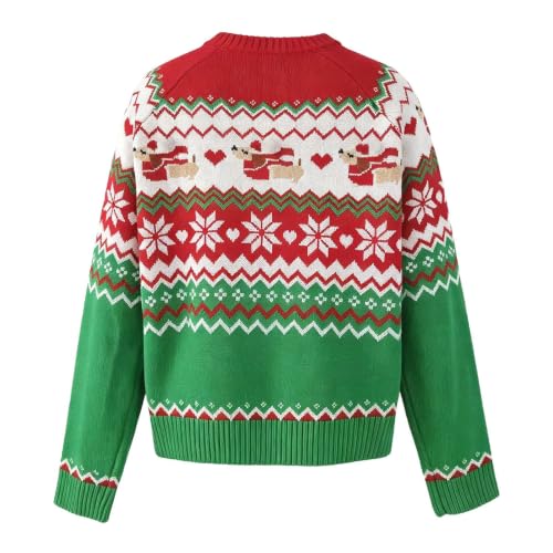 Christmas Cardigan,Christmas Sweaters for Women Crewneck Long Sleeve Snowflake Print Sweatshirt 2026 Trendy Ugly Funny Holiday Pullover Tops,Green2,L - image 5
