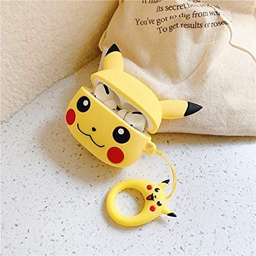 Image of Emoh Roced Case for AirPodS 4 (2024) with Keychain (ANC), Cute Cartoon Shockproof Protective Cover Compatible with Apple AirPods 4th Generation 2024 for Women and Boys (Pika)