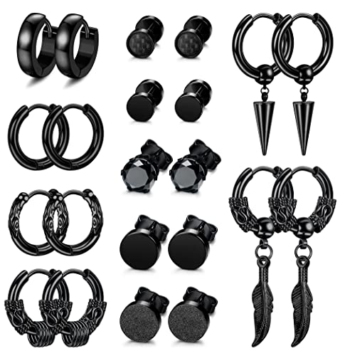 Noir Petit Monstre Boucles D'oreilles Homme Femme Garçons - Clous D'oreille - Acier - 2 Pièces Rock Punk Hippie, Acier Inoxydable, Not-applicable