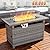 Fire Pit Table with Wind Guard for Outdoor, Auto-Ignition Propane Gas Firepits Rattan Rectangular Table for Outside Patio 60,000 BTU, Gray