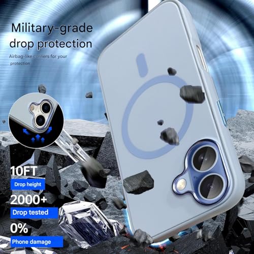 Image of Elzzi Magnetic for iPhone 17 Case (2025) (Compatible with MagSafe)(Military Grade Drop Protection) Matte Shockproof with Anti-Fingerprint Phone Cover, 6.3''|Official Blue