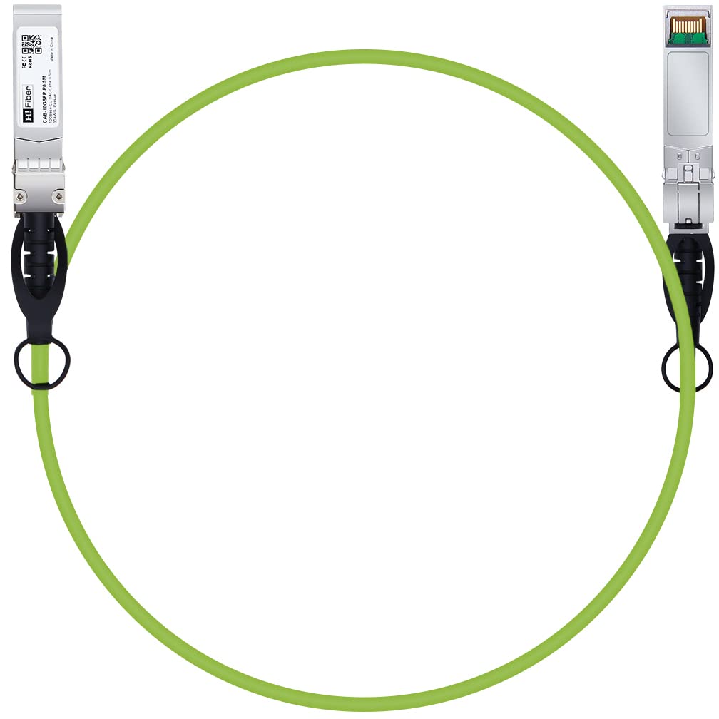 H!Fiber Green SFP+ Cable, 10G SFP+ DAC, 1M(3.3ft), Passive Direct Attach Copper Twinax Cable for Cisc SFP-H10GB-CU1M, Ubiquiti UniFi UC-DAC-SFP+,