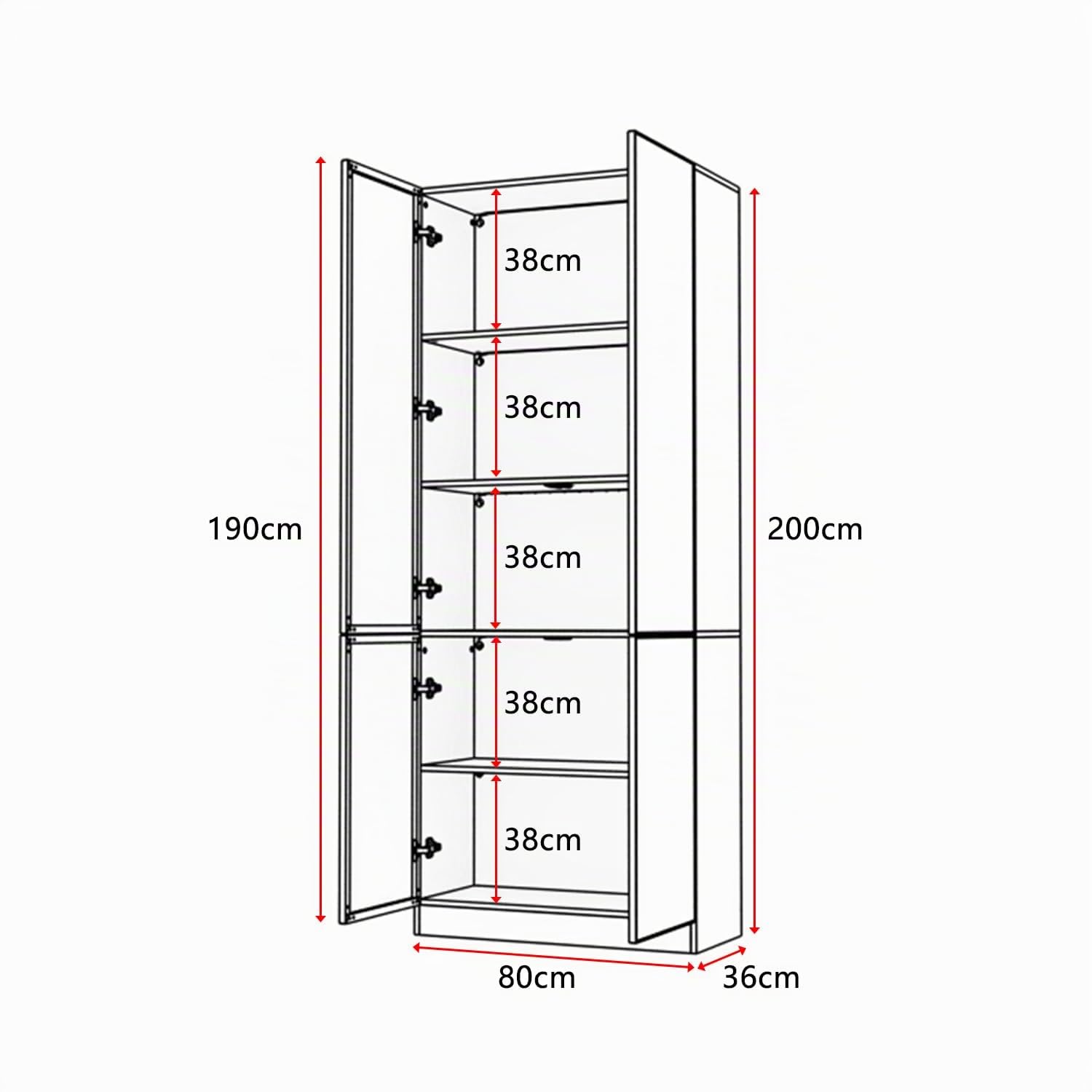 Vitrine 200cm avec éclairage LED vitrine à 2 Portes vitrées Design Pop-up