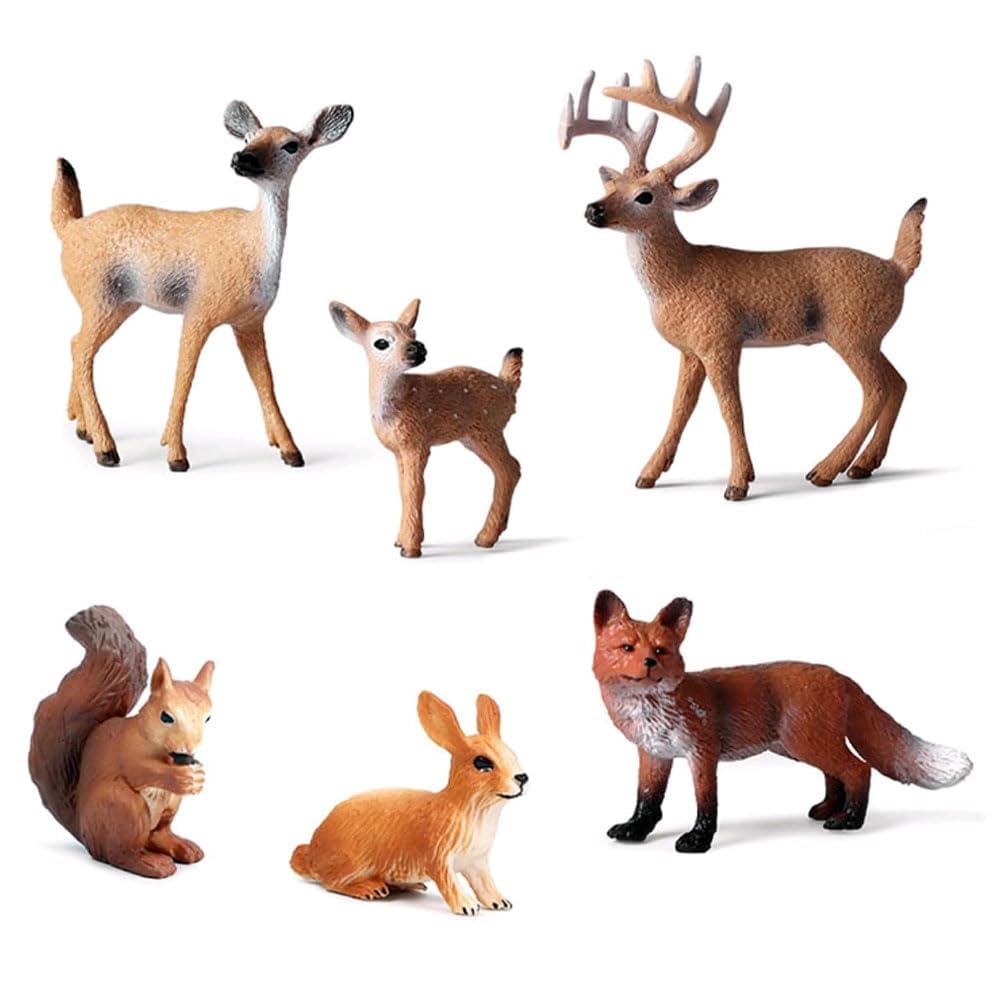 WANGCL 6PCS Forest Animals Figures Woodland Animals Figurines for Woodland Theme Cake Cupcake Toppers Christmas Party Dcor