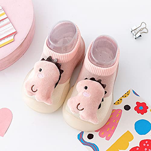 Baby Sock Shoes Baby Walking Shoes Summer and Autumn Comfortable Infant Toddler Shoes Cute Dinosaur (Pink, 5.5 Infant)3