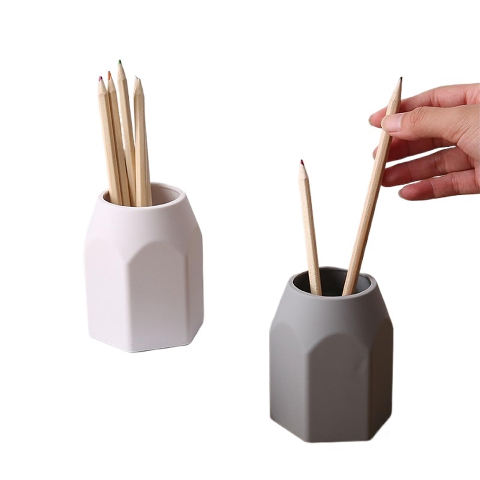 Portapenne Da Scrivania Pen Pencil Holder Storage Box Multifunctional Simple Pen Holder Desktop Office Organizador Escritorio Desk Organizer(White Geometry)