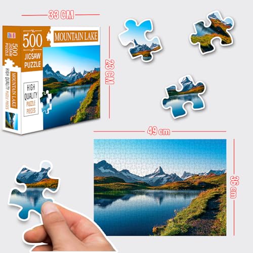 Image of Mountain Jigsaw Puzzles for Kids and Children - Realistic Illustration Challenging Brain Booster Gifts, Fun and Creative Game - (500 Pcs)