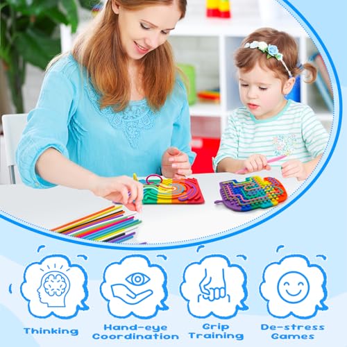 IETWATE 2 Stück Sensorik Spielzeug Activity Board, Silikon Doppelseitiges Autismus Spielzeug, Sensory Play mit 31 Silikonschnüre, Sensory Toys mit Reisetasche, für Kinder und Erwachsene Stressabbau
