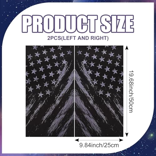 Image of Blueshyhall 2PCS Car B-Pillar Vinyl Decals, Black Star Spangled Banner Personalized Vehicle Door Pillar Sticker, HD Printed PET Waterproof Sun Protection Scratch Cover