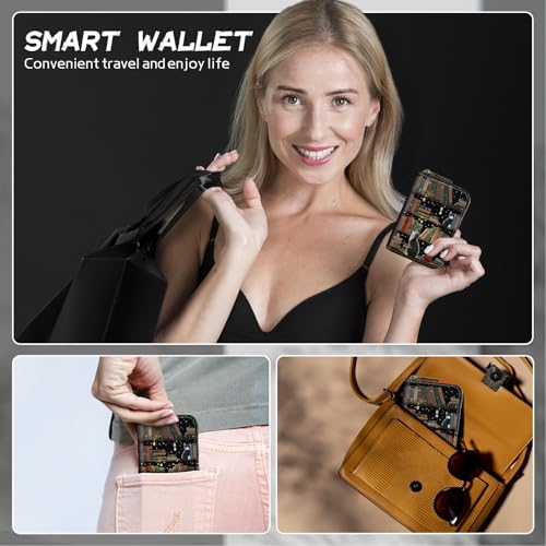 Image of Cute Credit Card Holder with Zipper, Cat Library RFID-Blocking Card Case Small Wallet for Women Men, Multi-slot Card Organizer Case Travel Accordion Wallet