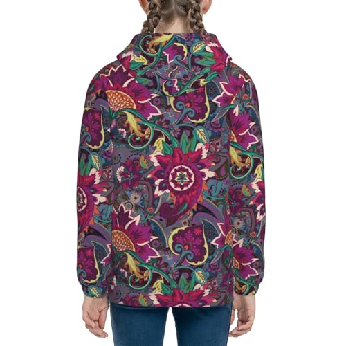 Vintage Oriental Paisley Kids Pullover Hoodies Boys Sweatshirts Girls Athletic Clothes with Pocket4