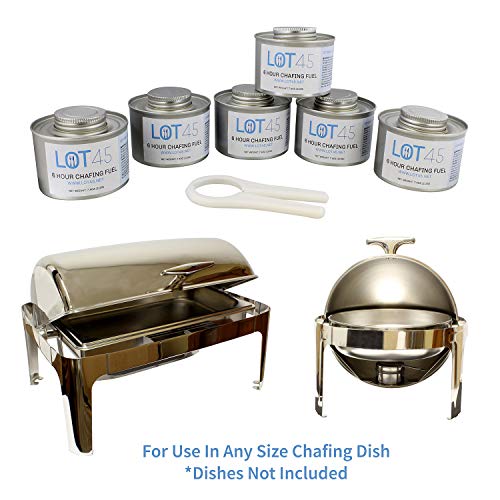 Lot45 6 Hour Cooking Fuel Wick Chafing Dish Fuel Cans For Food, Burners For Chafing Dishes, 6-Pack And Free Lid Opener #TOP1
