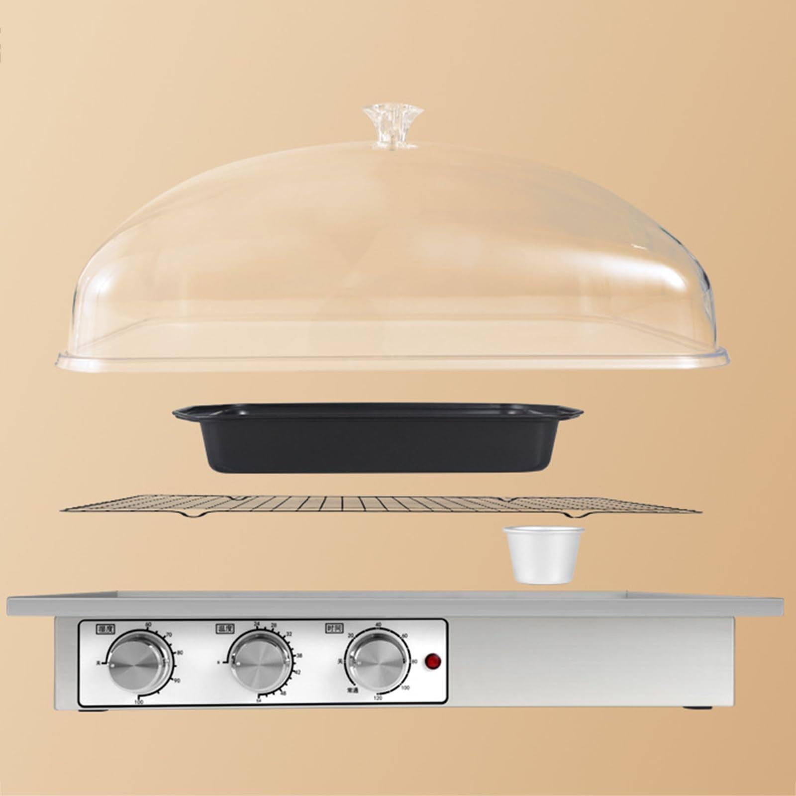 Macchina per lievitare l'impasto di grande capacità,con tazza e griglia di umidificazione,tempistica,umidità e temperatura regolabili,utilizzata per preparare il pane,panini al vapore 510*360*290mm
