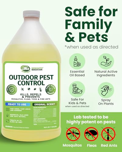 Image of Mosquito Magician Ready-to-Use Mosquito Yard Spray 1 Gal (original scent) - Kills Mosquitoes, Fleas & Fire Ants, Repels & Prevents Ticks - Essential Oil Formula for Sprayers, Foggers & Misting Systems