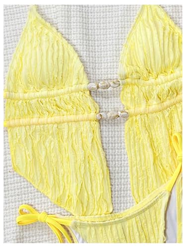 Image of RoseSeek Women's 2 Piece Boho Polka Dots Beaded Bikini Sets Sexy Swimsuits