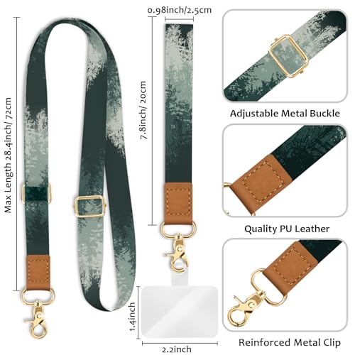 Image of Piefly Cell Phone Lanyard Crossbody Wrist Strap Adjustable for Women Forest | Travel Daily Cruise, Around the Neck, Hands-free, Universal, Fit Keys ID badge, Accessories, Compatible with Most Smartphones