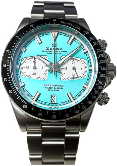 ZEEDA SPEED WOLF BL Men's Mechanical Quartz Chronograph Sweep Second 40mm Bezel Watch