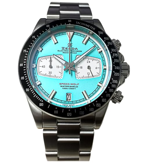 ZEEDA SPEED WOLF BL Men's Mechanical Quartz Chronograph Sweep Second 40mm Bezel Watch