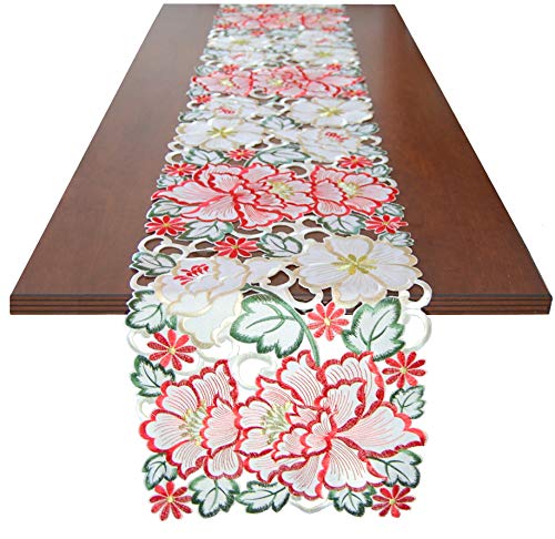 EcoSol Designs Embroidered Holiday Table Topper… (Flowery Runner)
