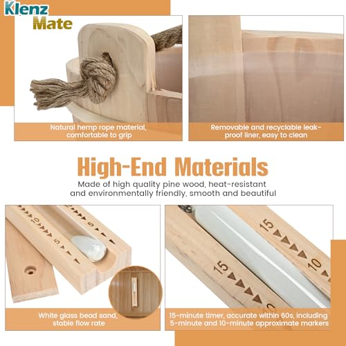 6 Pcs Sauna Accessories Kit, Wooden Sauna Bucket and Ladle Set, Handmade - Image 4