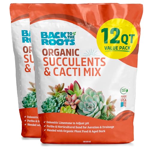 Back to the Roots 100% Organic Succulent & Cacti Mix (Value 12 Quart) | Made in The USA