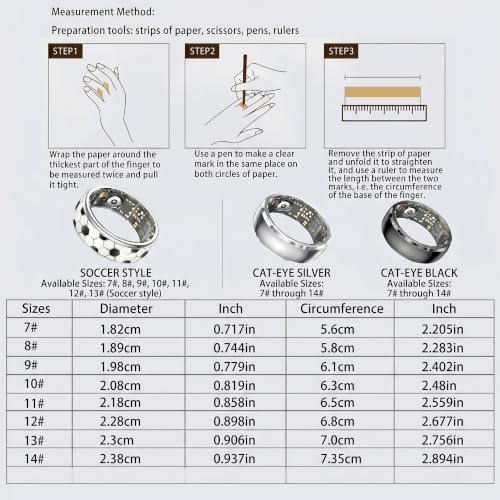 Image of Smart Ring with Gesture Control for Video Scrolling & Camera Remote Shutter, Fitness Tracker Ring with Heart Rate Sleep Blood Oxygen Monitor, IP68 Waterproof, No Subscription (Football, 8#)