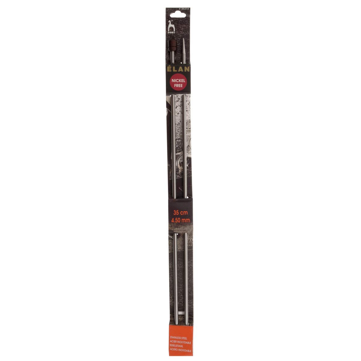 Pony Stainless Steel 35cm Elan Knitting Needles - 4.50mm (P35314)
