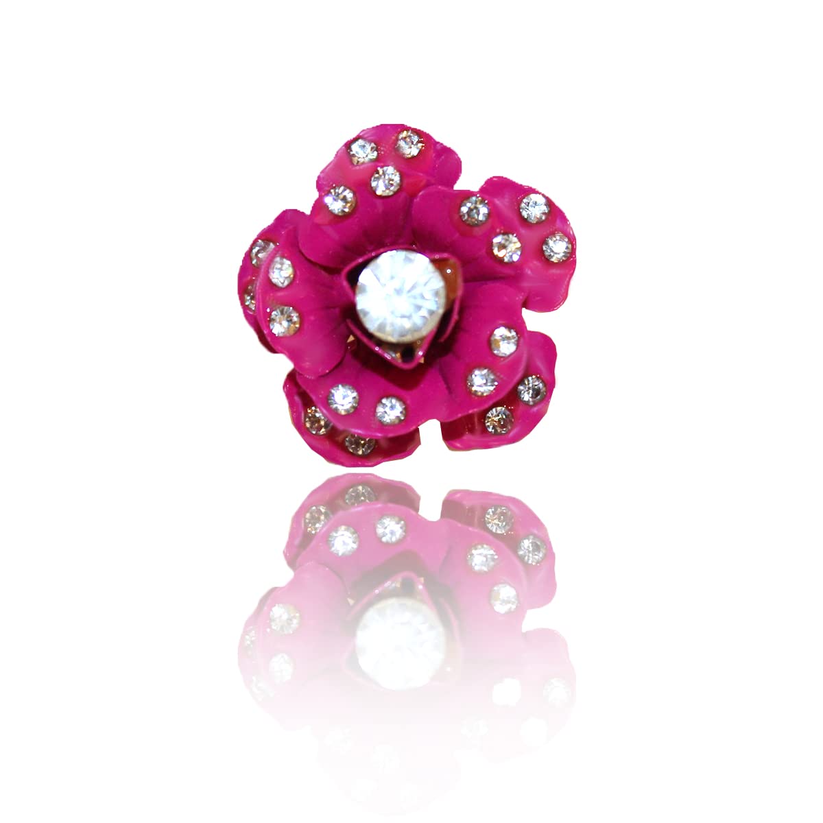 La Belleza Adjustable Solitaire Metal Flower Finger Ring with Cubic Zirconia Stone for Girls and Women (Magenta) (B0B574KPF7) Amazon Price History, Amazon Price Tracker