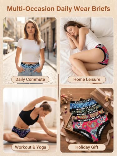 Morvia Women's Hipster Underwear 6 Pack Paisley Lace Trim Briefs - image 7