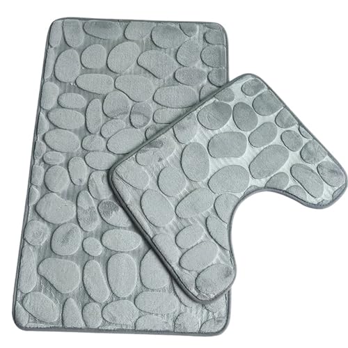 AYWTIUN Bathroom rug Set 3 Piece Toilet rug with Anti-Slip Rubber Backing Washable Sponge Bathroom rug Set Bathroom Decor per i bagni(Grey)
