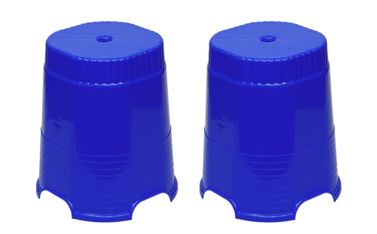 RW REST WELL Plastic Multi Purpose Stool for Sitting, Bathroom, Office, Kitchen, Living Room, Bathing (Cube (Set of 2), Blue)