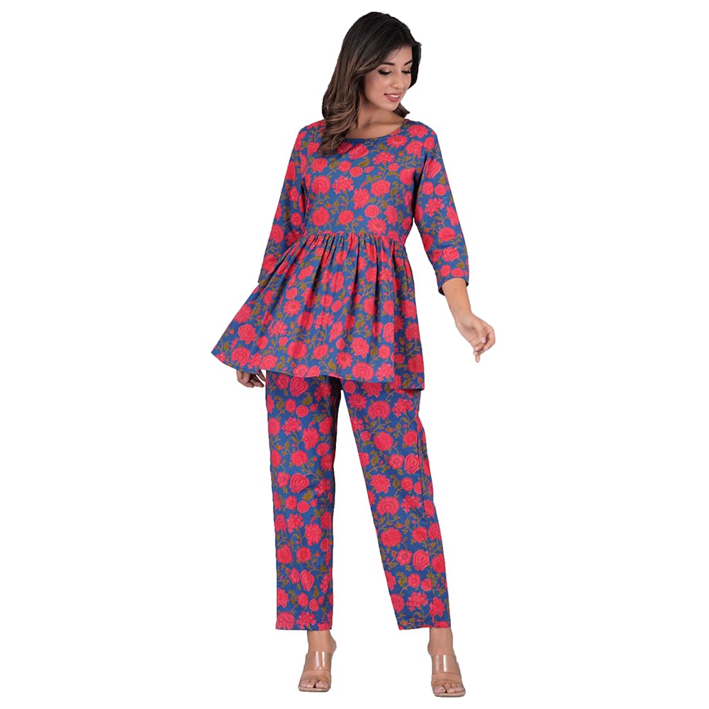 Women Floral Print Peplum Top and Trouser Co-ord Set-picture-22