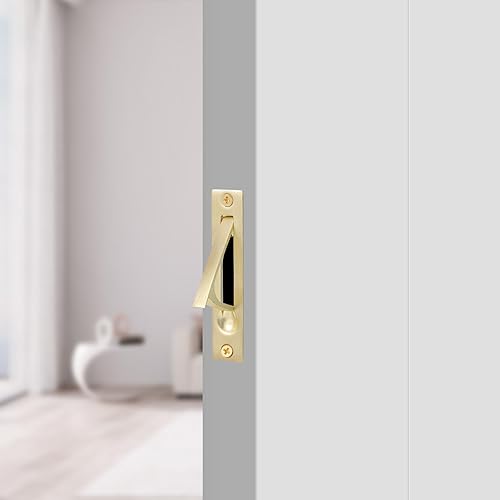 Miniatura 5 de Paquete de 1 tirador de borde de puerta de bolsillo, oro cepillado, 4 pulgadas, manijas de puerta de bolsillo de montaje empotrado, herrajes para
