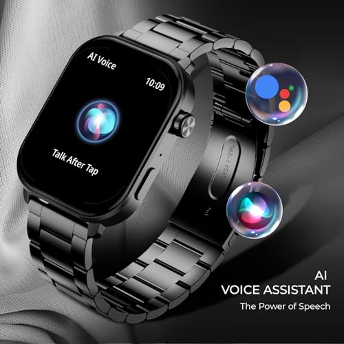 Image of beatXP Unbound Pro 1.96 inch Super AMOLED Display Bluetooth Calling Smart Watch, Metal Body, Rotary Crown, 410 * 502px, 800 Nits, 60Hz Refresh Rate, 100+ Sports Modes, 24 /7, IP67 (Black Metal)