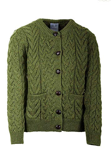 Irish Cardigan Sweater for Women Made in Ireland Supersoft Aran Merino Wool Lumber Jacket