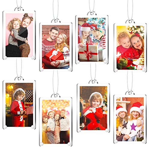 Weysat 8 Pcs Christmas Photo Ornaments Hanging Picture Frame, 2 x 3 Inch
