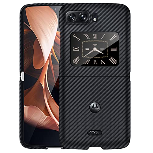 CENMASO Coque en carbone pour Motorola Razr 2022, Razr 5G 2022, super légère et ultra fine en fibre d'aramide résistante aux chocs pour Motorola Razr 3 - Noir mat
