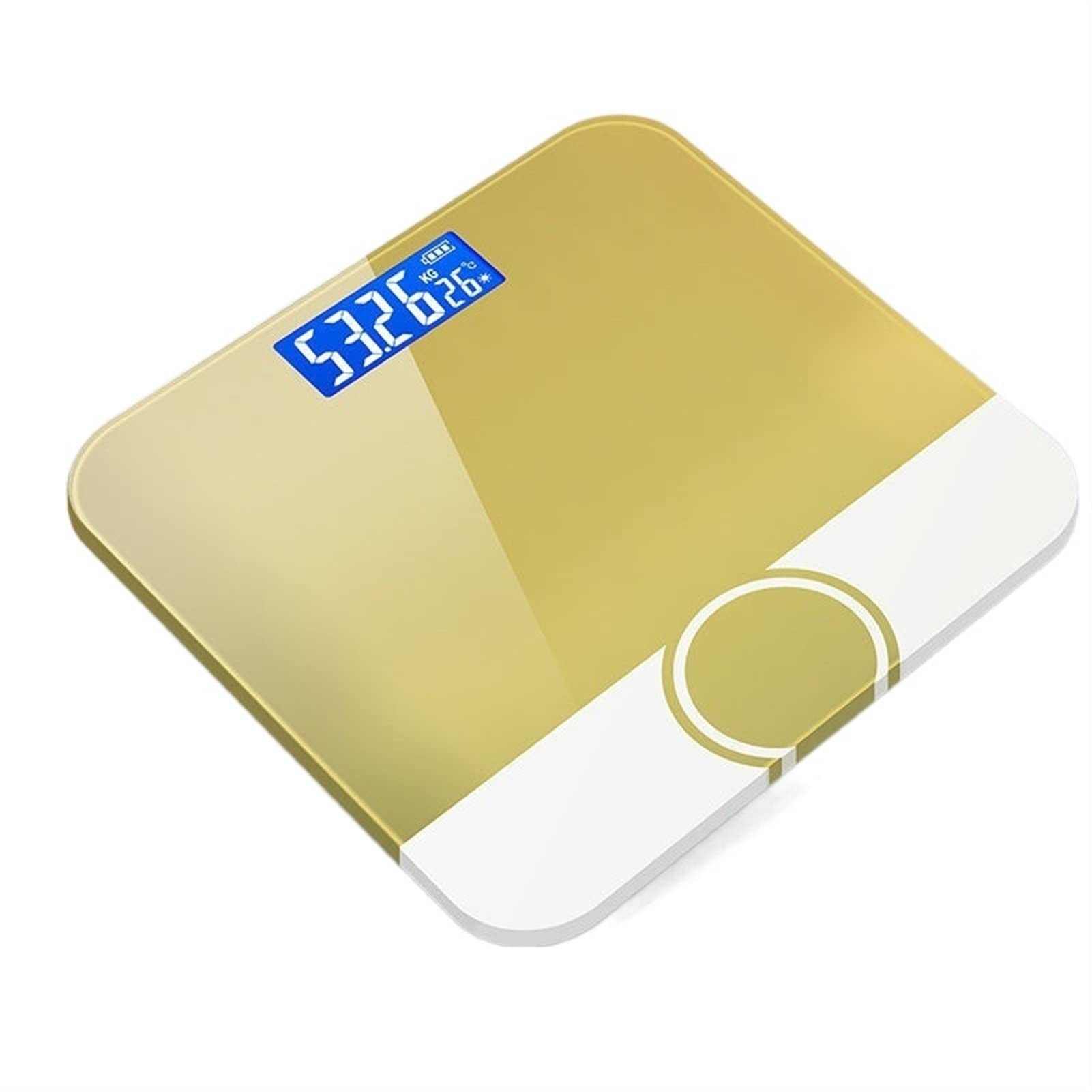 JINGYAN Cyfrowa waga łazienkowa Floor Body Scale Bath Scales Digital Weight Glass Smart Electronic LCD Display Weighing(Gold)
