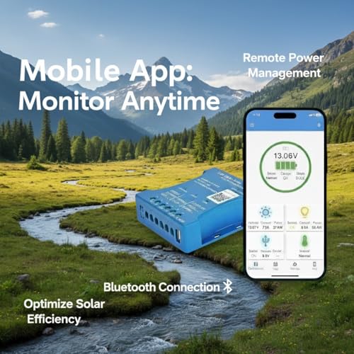 20 A Bluetooth-Solar-Ladegerät, Controller, 12 V/24 V, intelligenter Regler, Solarmodul-Batterie, Ladestatistik, PWM mit USB-Anschluss, 12 V / 24 V Blei-Säure-/Lithium-Batterie