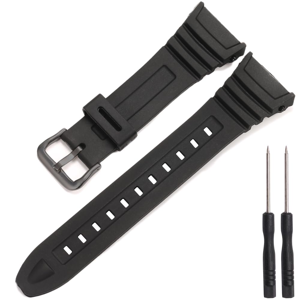 XBDSW Correa de reloj de pulsera Casio W-96H W96H-1BV Correa deportiva Hebilla de metal Negro Resina, Andador, Eine Grösse