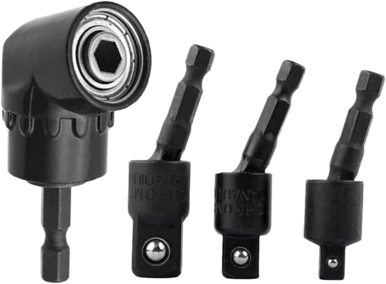 Right Angle Attachment Impact Grade Power Hand Tool Driver Rotatable Socket Adapter Extension Set Screwdriver Ho(Ocket Adapter Set)